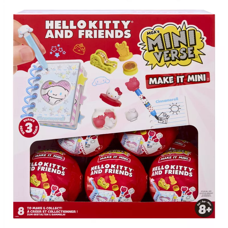 Miniverse Make It Mini Hello Kitty and Friends Série 3, 8 anos, Hello Kitty, multicolor, plástico, resina