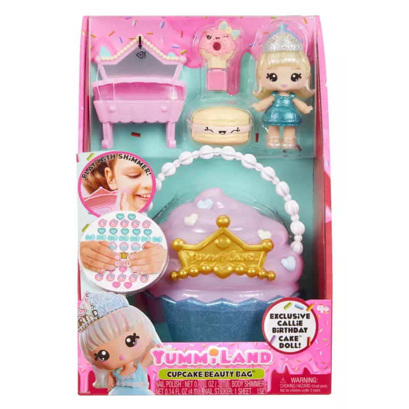 MGA Entertainment Yummiland Beauty Bag Playset + Boneca Lip Gloss - Cupcake Beauty Bag