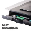 Suporte para monitor de computador Fellowes com 5 regulações de altura - elevação de monitor Office Suites com compartimento de arrumação - suporte para monitor ergonómico ajustável para computador - peso máx. 36 kg/tamanho máx. 28 polegadas - grafite