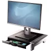 Suporte para monitor de computador Fellowes com 5 regulações de altura - elevação de monitor Office Suites com compartimento de arrumação - suporte para monitor ergonómico ajustável para computador - peso máx. 36 kg/tamanho máx. 28 polegadas - grafite