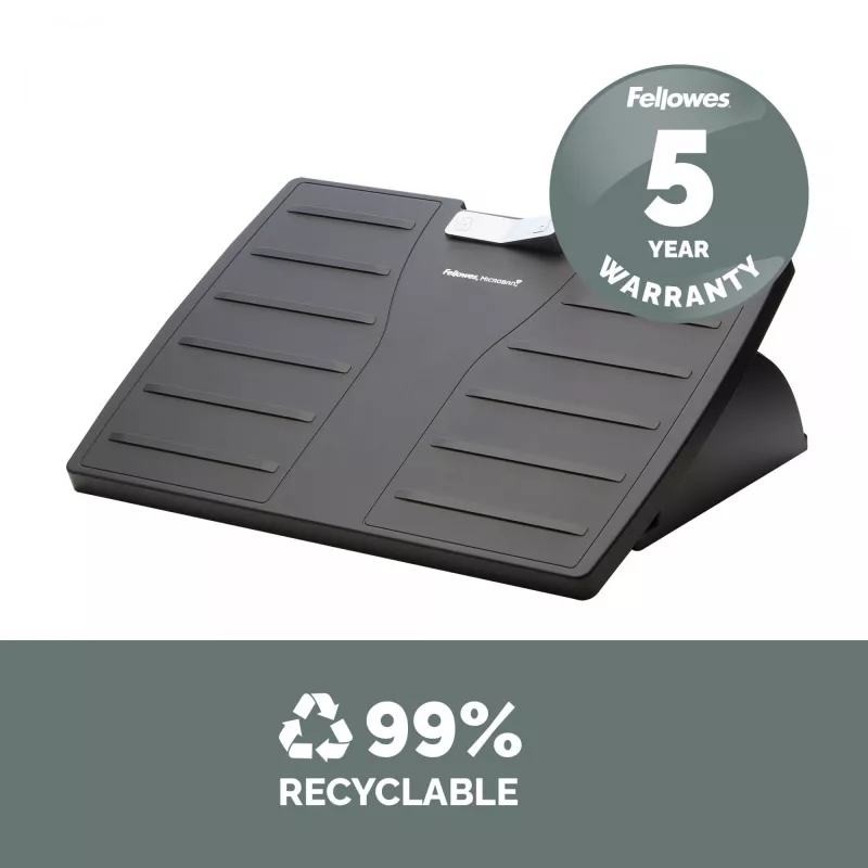 Repousa-pés para debaixo da secretária Fellowes – repousa-pés Office Suites, repousa-pés ergonómico com 3 posições de altura ajustáveis e tecnologia antibacteriana – repousa-pés para escritório e casa – preto