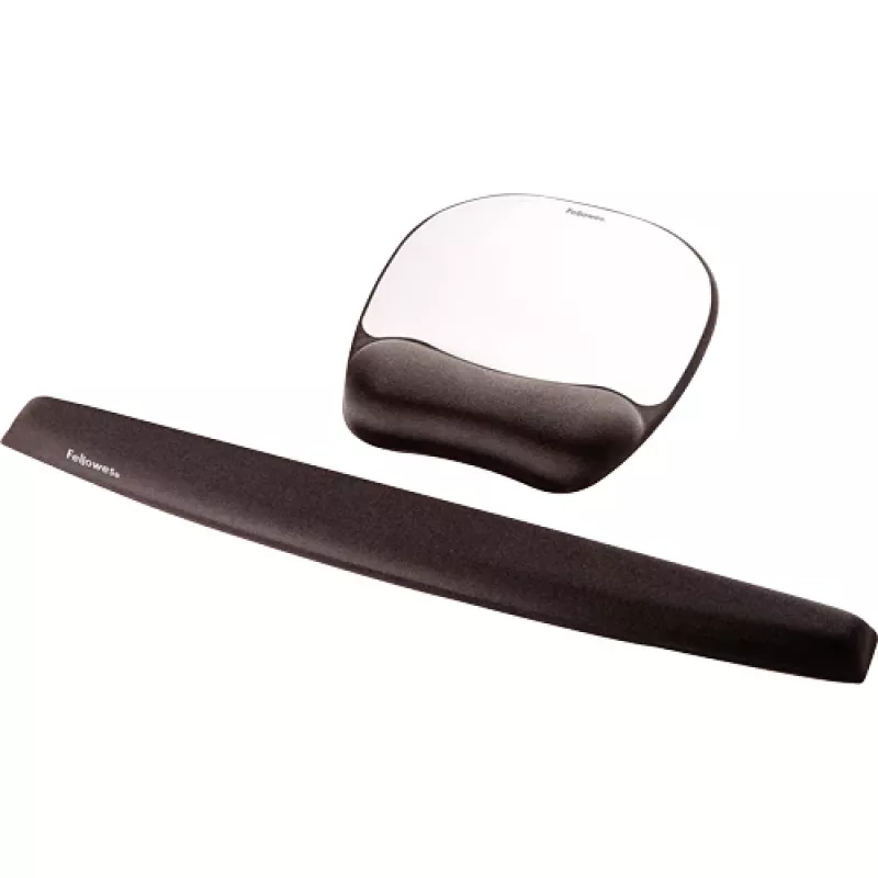 Tapete de rato com apoio de pulso Fellowes Mouse Mat Wrist Support - tapete de rato em espuma viscoelástica com almofada macia - tapete de rato ergonómico para computador, portátil, home office - compatível com ratos laser e óticos - prata