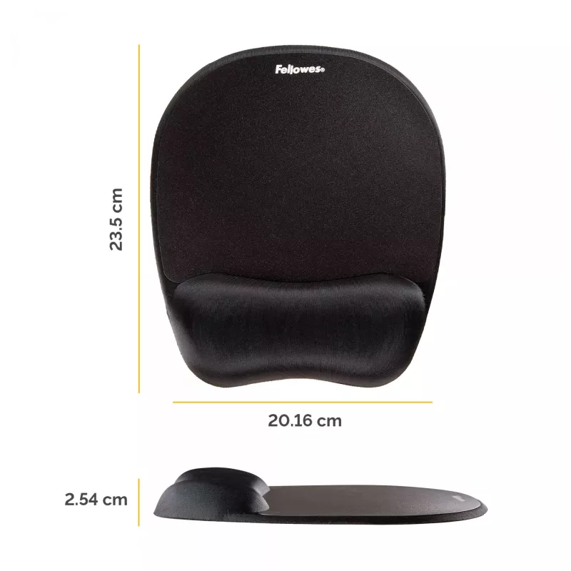 Tapete de rato com apoio de pulso Fellowes em espuma viscoelástica tapete de rato ergonómico preto