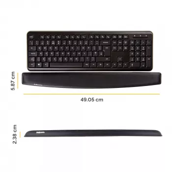 Apoio de pulso para teclado Fellowes – apoio de pulso em espuma viscoelástica – apoio de pulso ergonómico para computador, portátil, home office – preto