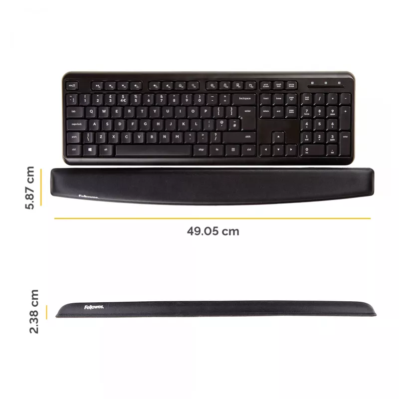 Apoio de pulso para teclado Fellowes – apoio de pulso em espuma viscoelástica – apoio de pulso ergonómico para computador, portátil, home office – preto
