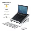 Suporte para portátil de secretária Fellowes – suporte para portátil ajustável Office Suites Plus para casa e escritório – elevação de portátil com 5 regulações de altura – tamanho máx. de ecrã 17 polegadas, peso máx. 5 kg – preto/prateado