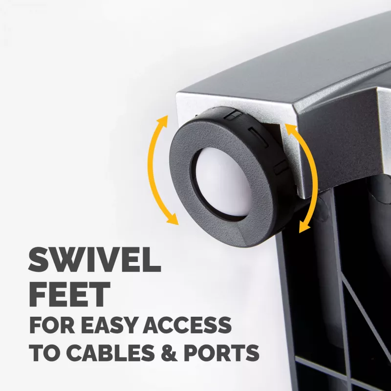 Suporte para portátil de secretária Fellowes – suporte para portátil ajustável Office Suites Plus para casa e escritório – elevação de portátil com 5 regulações de altura – tamanho máx. de ecrã 17 polegadas, peso máx. 5 kg – preto/prateado