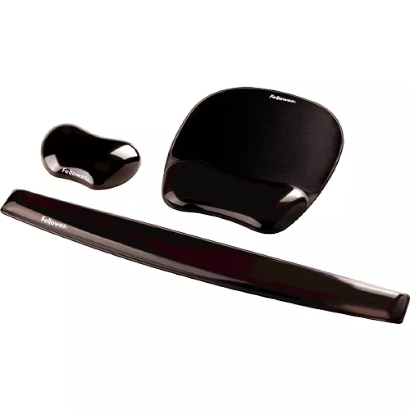 Tapete de rato Fellowes Crystals Gel com apoio de pulso em gel, preto, 202×230 mm, 340 g