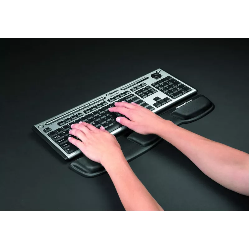 Fellowes apoio de pulso para teclado - apoio de pulso Health-V com proteção antibacteriana - apoio de pulso ergonómico para computador, portátil, home office - preto