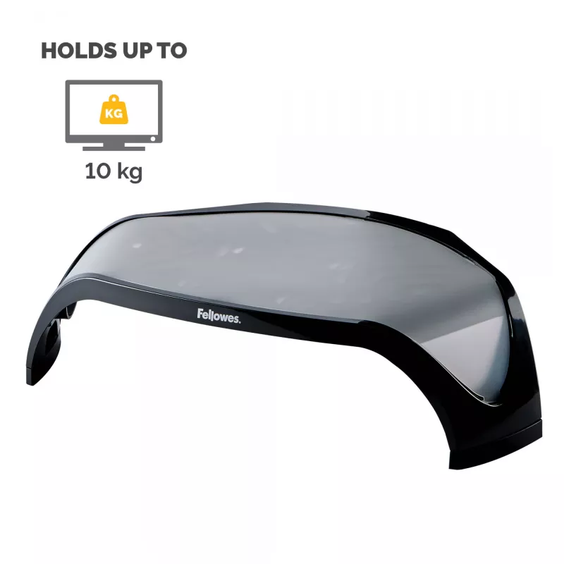 Suporte para monitor de computador Fellowes com 3 alturas ajustáveis - elevação de monitor Smart Suites - suporte para monitor ergonómico ajustável para computador - peso máx. 10 kg/tamanho máx. 21 polegadas - preto