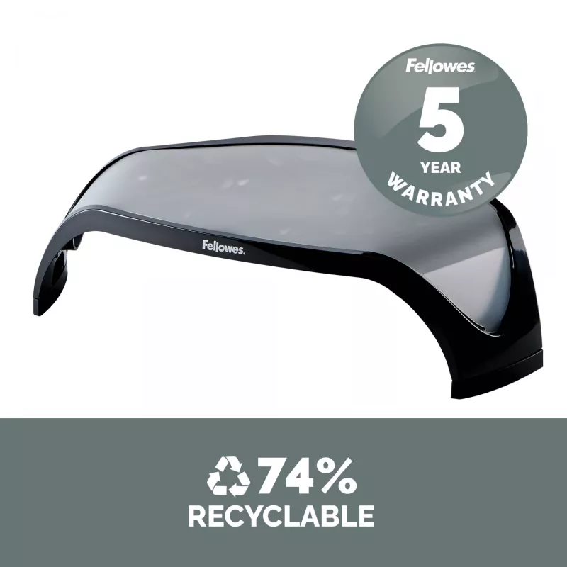Suporte para monitor de computador Fellowes com 3 alturas ajustáveis - elevação de monitor Smart Suites - suporte para monitor ergonómico ajustável para computador - peso máx. 10 kg/tamanho máx. 21 polegadas - preto
