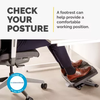 Repousa-pés Fellowes para debaixo da secretária – repousa-pés ergonómico Professional Series com 3 alturas ajustáveis e superfície de massagem – banco repousa-pés para escritório e casa – preto