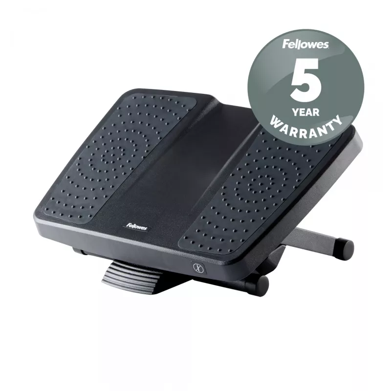 Repousa-pés Fellowes para debaixo da secretária – repousa-pés ergonómico Professional Series com 3 alturas ajustáveis e superfície de massagem – banco repousa-pés para escritório e casa – preto