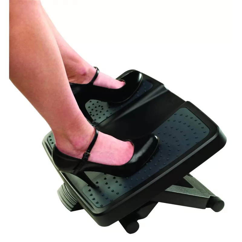 Repousa-pés Fellowes para debaixo da secretária – repousa-pés ergonómico Professional Series com 3 alturas ajustáveis e superfície de massagem – banco repousa-pés para escritório e casa – preto