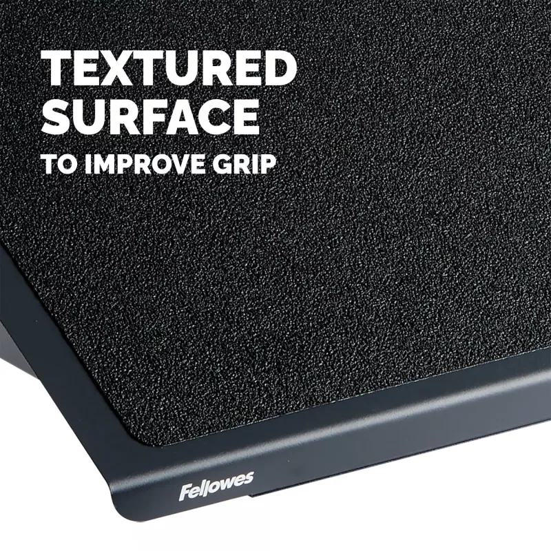 Repousa-pés Fellowes para secretária – repousa-pés Professional Series, repousa-pés ergonómico com 3 posições ajustáveis em altura e superfície antiderrapante – repousa-pés para escritório e casa – preto