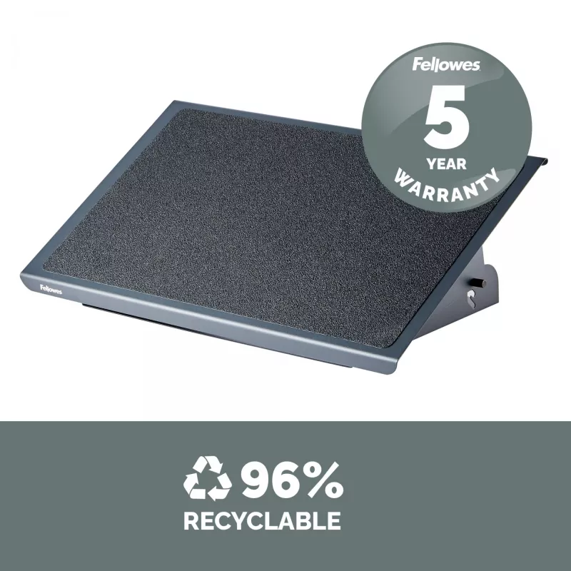 Repousa-pés Fellowes para secretária – repousa-pés Professional Series, repousa-pés ergonómico com 3 posições ajustáveis em altura e superfície antiderrapante – repousa-pés para escritório e casa – preto
