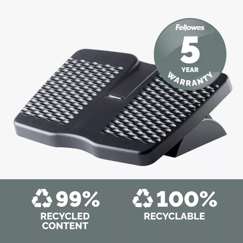 Repousa-pés Fellowes para debaixo da secretária – apoio de pés Refresh repousa-pés ergonómico com 2 alturas ajustáveis e superfície de massagem – repousa-pés para escritório e casa – preto