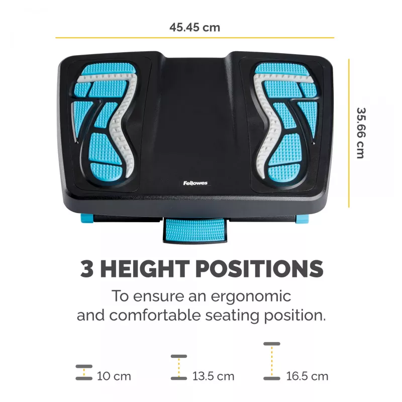 Repousa-pés Fellowes para debaixo da secretária – repousa-pés Energizer repousa-pés ergonómico com 3 posições ajustáveis em altura e superfície com relevo de massagem – repousa-pés para escritório e casa – antracite