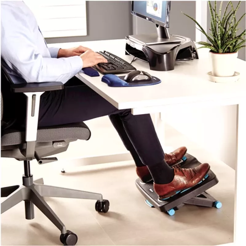 Repousa-pés Fellowes para debaixo da secretária – repousa-pés Energizer repousa-pés ergonómico com 3 posições ajustáveis em altura e superfície com relevo de massagem – repousa-pés para escritório e casa – antracite