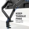 Braço para dois monitores Fellowes Platinum Series – suporte para monitor para dois ecrãs de 40 polegadas de 8 kg – suporte de mesa ajustável para dois monitores – inclinação 45°, rotação 180°, rotação 360°, VESA 75 x 75/100 x 100 – preto
