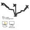 Braço para três monitores Fellowes Platinum Series – suporte para monitor para três ecrãs de 27 polegadas de 7 kg – suporte de mesa ajustável para três monitores – inclinação 45°, rotação 180°, rotação 360°, VESA 75 x 75/100 x 100 – preto