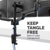 Braço para três monitores Fellowes Platinum Series – suporte para monitor para três ecrãs de 27 polegadas de 7 kg – suporte de mesa ajustável para três monitores – inclinação 45°, rotação 180°, rotação 360°, VESA 75 x 75/100 x 100 – preto