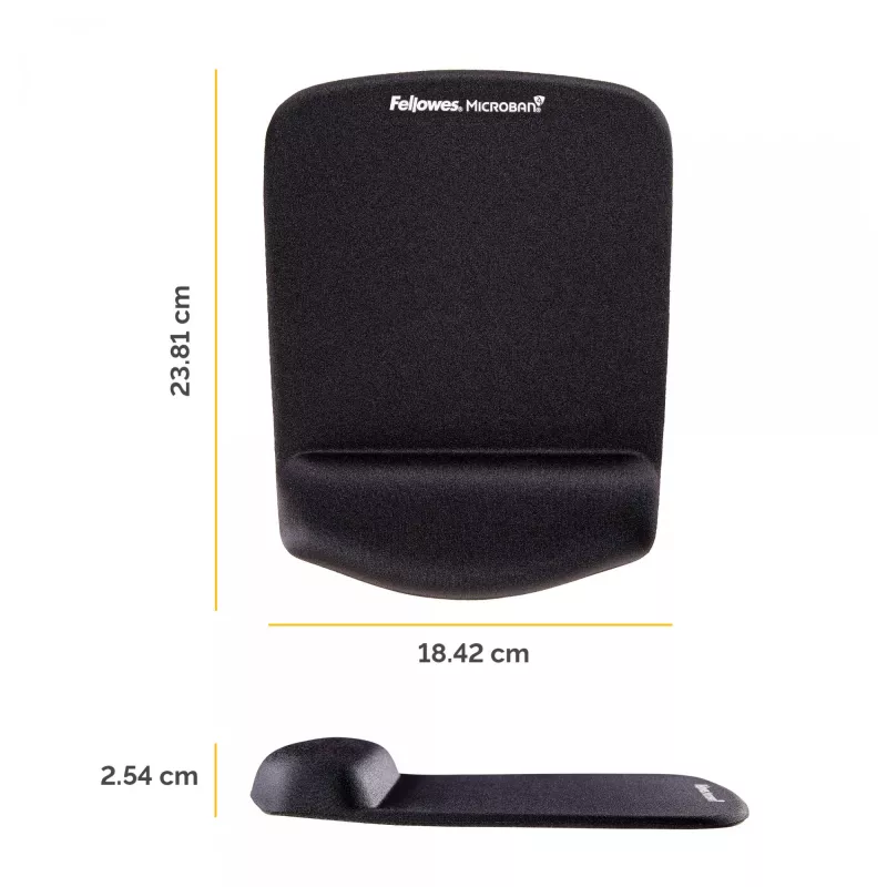 Tapete de rato com apoio de pulso Fellowes – tapete de rato PlushTouch com base de borracha antiderrapante e proteção antibacteriana – tapete de rato ergonómico para computador, portátil, home office – preto