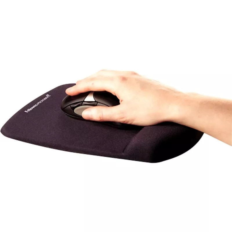 Tapete de rato com apoio de pulso Fellowes – tapete de rato PlushTouch com base de borracha antiderrapante e proteção antibacteriana – tapete de rato ergonómico para computador, portátil, home office – preto