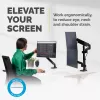 Braço para dois monitores empilhados Fellowes Platinum Series – suporte para monitor para dois ecrãs de 27 polegadas de 8 kg – suporte de mesa ajustável para dois monitores – inclinação 45° rotação 180° rotação 360° rotação 360°, VESA 75 x 75/100 x 100 – preto