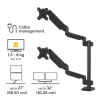 Braço para dois monitores empilhados Fellowes Platinum Series – suporte para monitor para dois ecrãs de 27 polegadas de 8 kg – suporte de mesa ajustável para dois monitores – inclinação 45° rotação 180° rotação 360° rotação 360°, VESA 75 x 75/100 x 100 – preto
