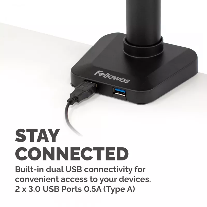 Braço para dois monitores empilhados Fellowes Platinum Series – suporte para monitor para dois ecrãs de 27 polegadas de 8 kg – suporte de mesa ajustável para dois monitores – inclinação 45° rotação 180° rotação 360° rotação 360°, VESA 75 x 75/100 x 100 – preto