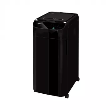 Destruidora de documentos Fellowes 350 folhas alimentação automática corte em partículas AutoMax 350C com recipiente de 68 litros alta segurança P4