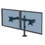 Braço duplo de monitor Fellowes Reflex – Suporte duplo de monitor para ecrãs de 8 kg e 27 polegadas – Suporte de secretária para monitor ajustável – Inclinação 45° Rotação 180° Giro 360°, VESA 75 x 75/100 x 100 – Preto