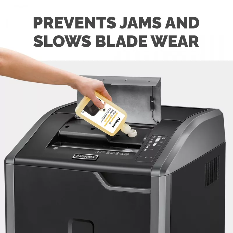 Lubrificante em frasco Fellowes Powershred (355 ml), óleo lubrificante, 0,355 l, Amarelo, 90 mm, 35 mm, 20 mm