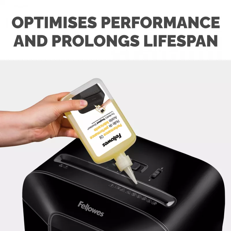 Lubrificante em frasco Fellowes Powershred (355 ml), óleo lubrificante, 0,355 l, Amarelo, 90 mm, 35 mm, 20 mm