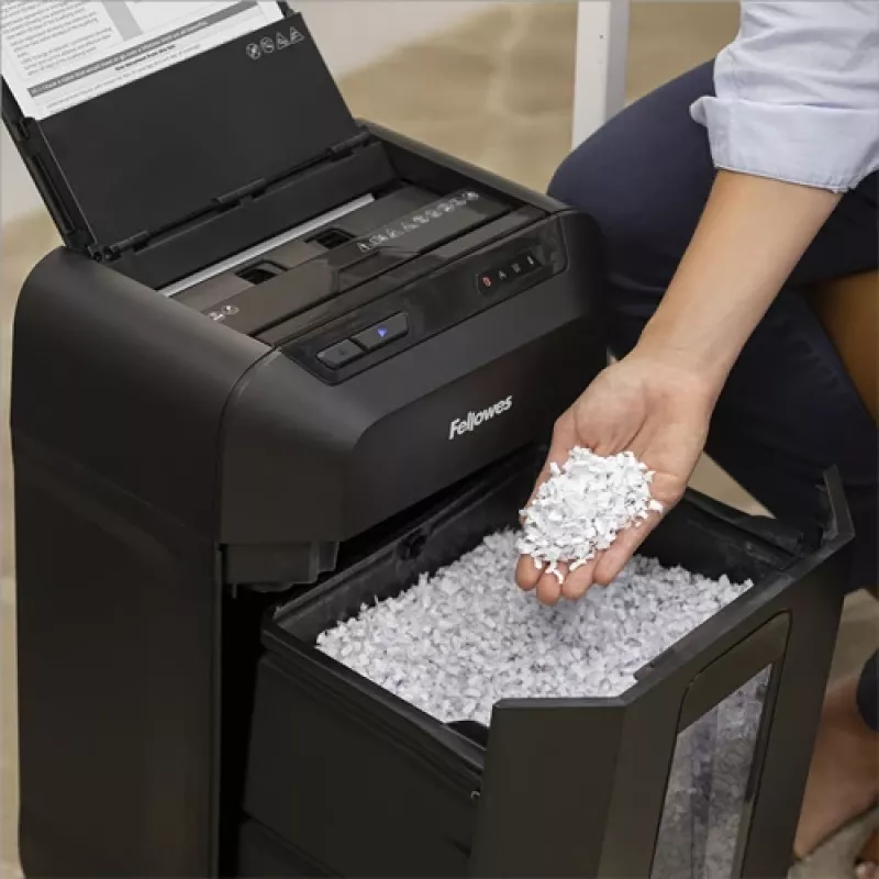 Destruidora de documentos Fellowes Automax 80M corte em partículas 22 cm Preto