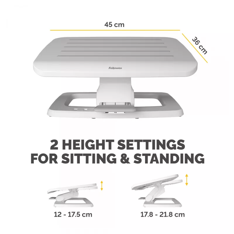 Repousa-pés Fellowes sob a secretária – Repousa-pés Hana LT ergonómico – Banco repousa-pés para escritório e casa – branco