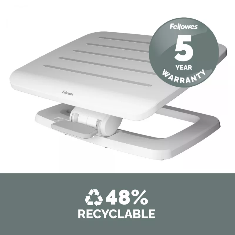 Repousa-pés Fellowes sob a secretária – Repousa-pés Hana LT ergonómico – Banco repousa-pés para escritório e casa – branco