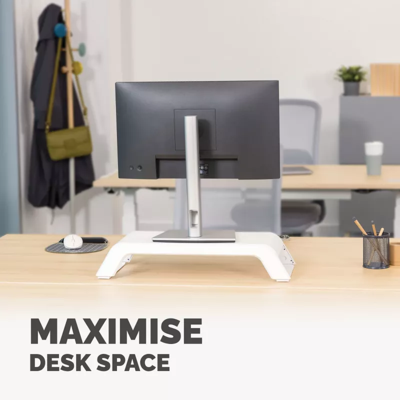 Suporte para monitor de computador Fellowes com 3 alturas ajustáveis - Elevador de monitor Hana LT - Suporte de monitor ajustável ergonómico para computador - Peso máximo 22,6 kg - branco