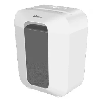 Destruidora de papel de corte em partículas Fellowes LX Series Powershred LX50 (branco) – fecho de segurança patenteado