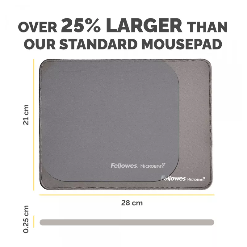 Tapete de rato Fellowes Breyta XL com base antiderrapante tapete de rato XL com proteção antibacteriana cinzento