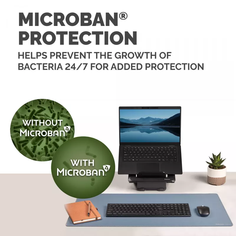 Tapete de secretária para computador Fellowes com base antiderrapante tapete de secretária Breyta com proteção antibacteriana Marine