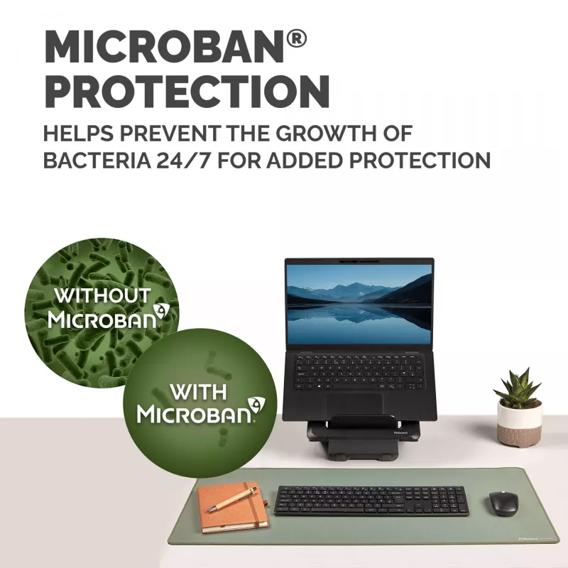 Tapete de secretária para computador Fellowes com base antiderrapante tapete de secretária Breyta com proteção antibacteriana salva