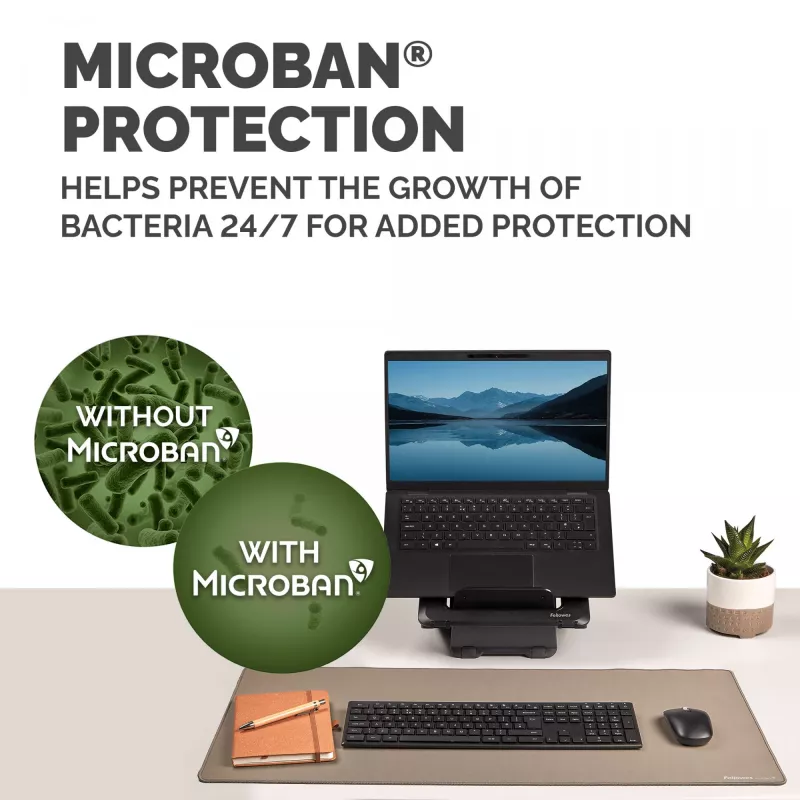 Tapete de secretária para computador Fellowes com base antiderrapante tapete de secretária Breyta com proteção antibacteriana areia