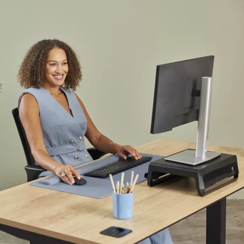 Apoio de pulso Fellowes Breyta apoio de pulso com proteção antibacteriana apoio de pulso ergonómico Marine