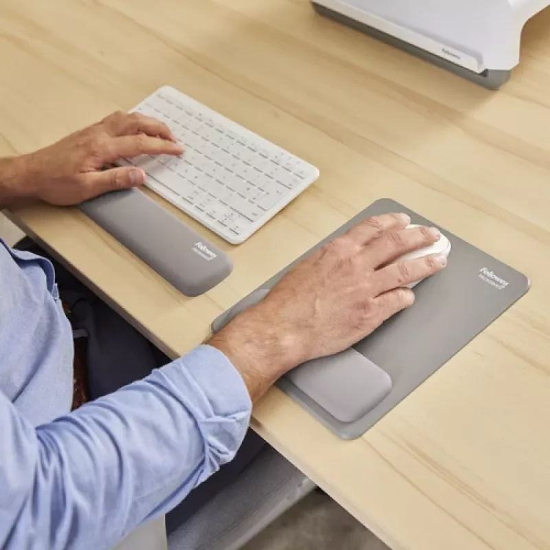 Apoio de pulso para teclado Fellowes Breyta Compact apoio de pulso para teclado com proteção antibacteriana apoio de pulso ergonómico cinzento