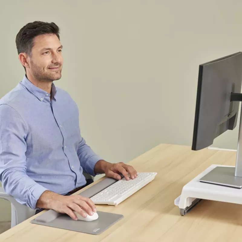 Apoio de pulso para teclado Fellowes Breyta apoio de pulso para teclado com proteção antibacteriana apoio de pulso ergonómico cinzento