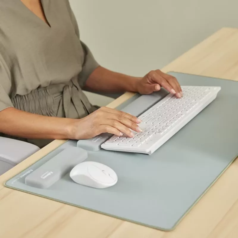 Apoio de pulso para teclado Fellowes Breyta apoio de pulso com proteção antibacteriana apoio de pulso ergonómico verde-salva