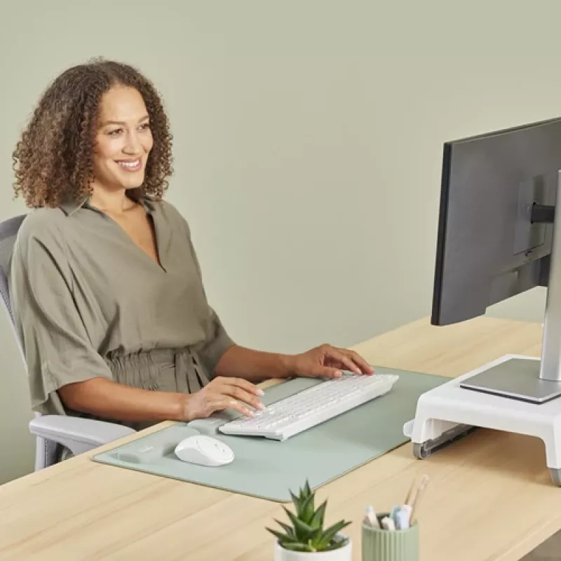 Apoio de pulso para teclado Fellowes Breyta apoio de pulso com proteção antibacteriana apoio de pulso ergonómico verde-salva