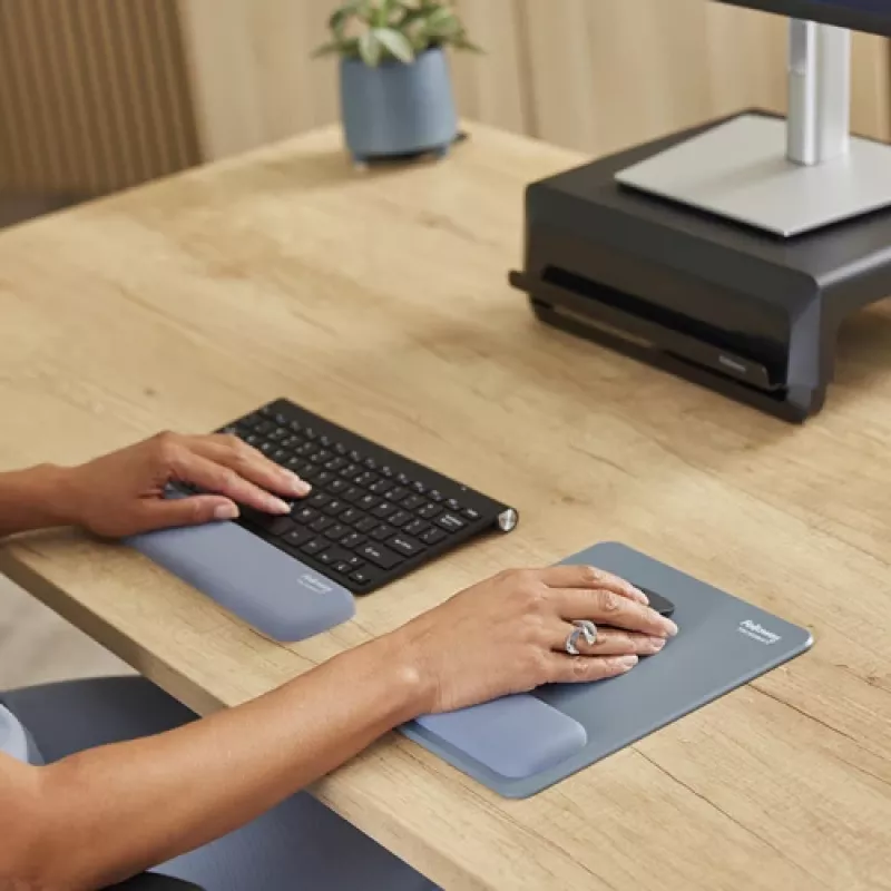Apoio de pulso para teclado Fellowes Breyta Compact apoio de pulso para teclado com proteção antibacteriana apoio de pulso ergonómico Marine